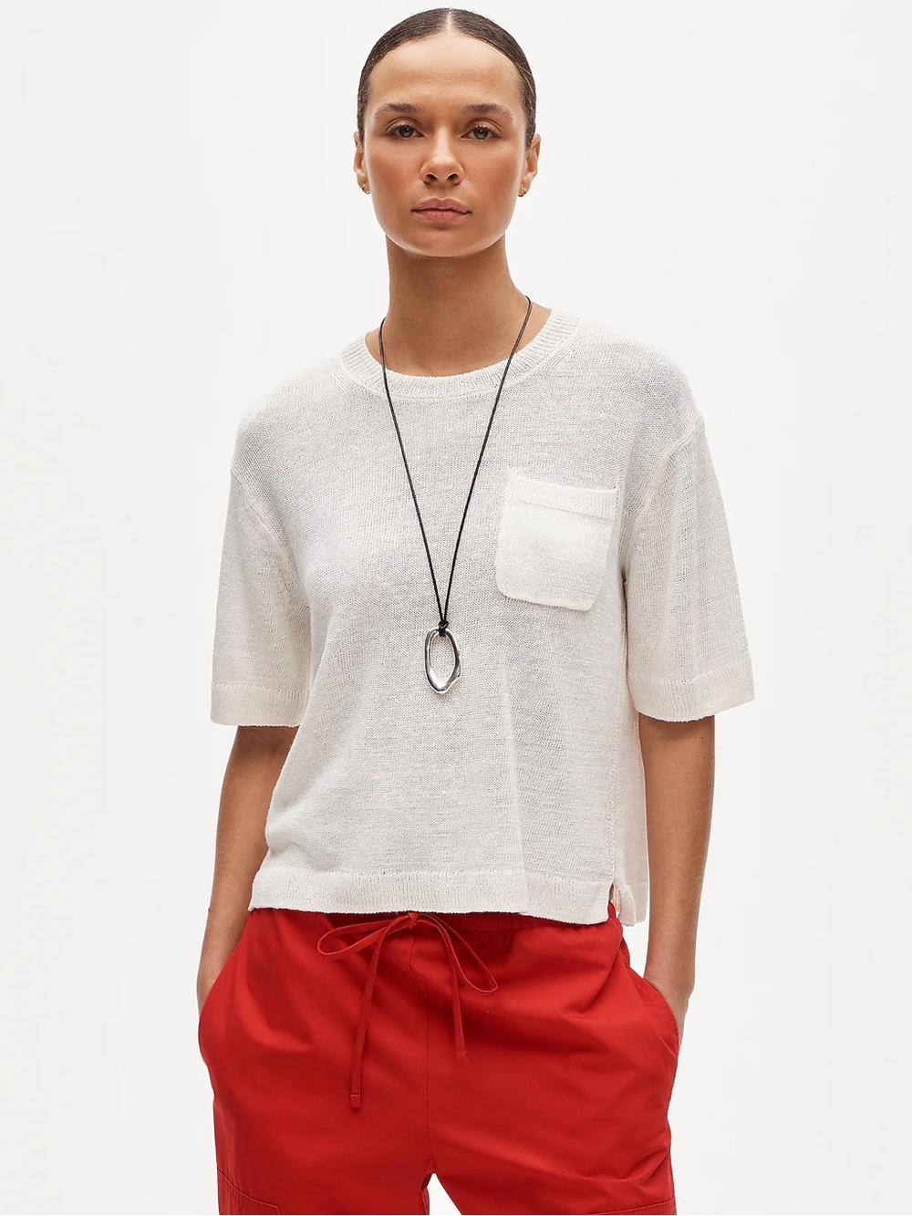 NWT J.Crew Relaxed Pocket Sweater-tee Ivory Medium CT945